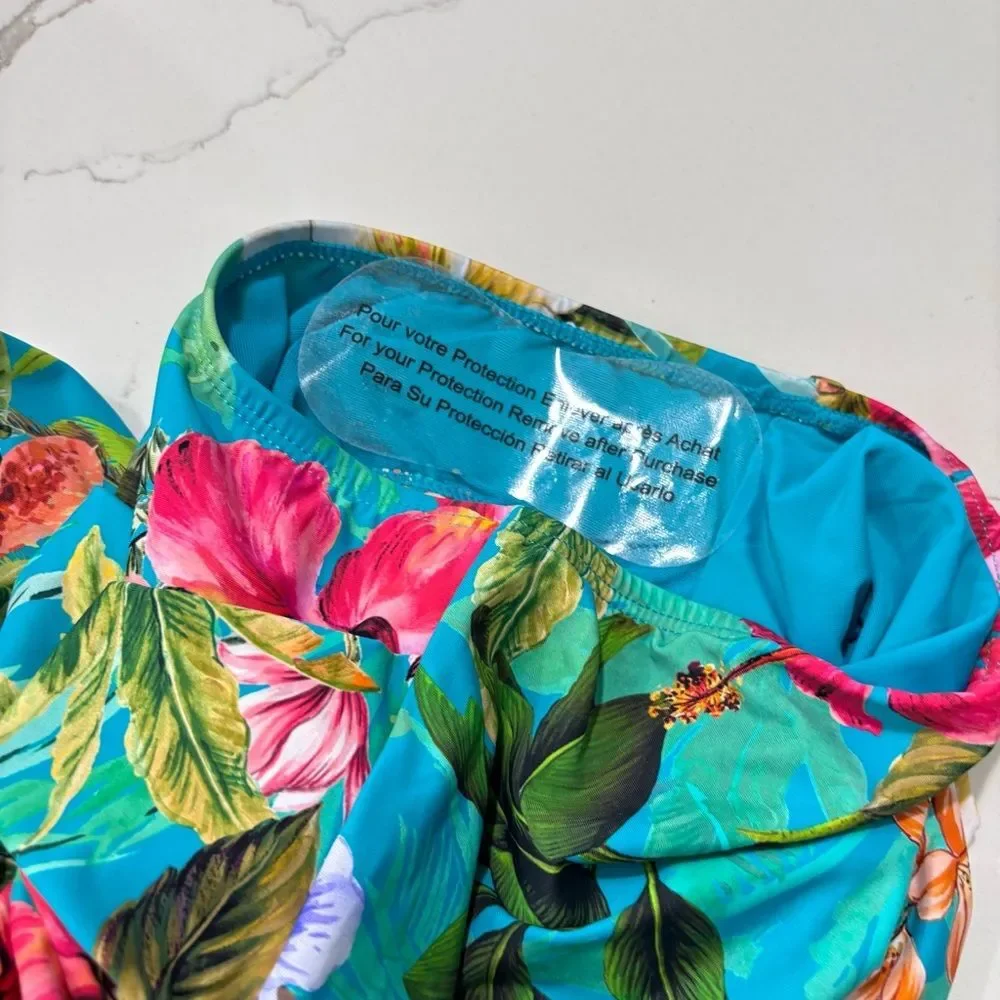 Jantzen Surplice Mio Tummy Control 1-Piece Swim Suit Swimsuit Tropical Floral 4
